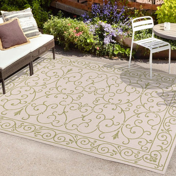 Charleston Vintage Filigree Textured Weave Indoor/outdoor Area Rug